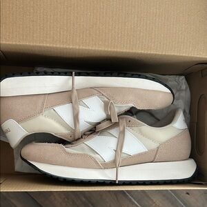 New Balance Beige and White Athletic Shoes